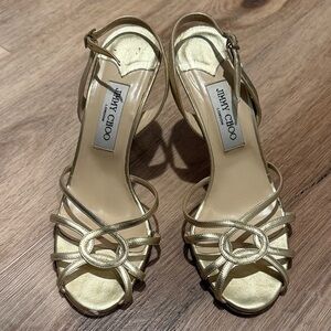 Jimmy Choo Metallic Gold Strappy Heels